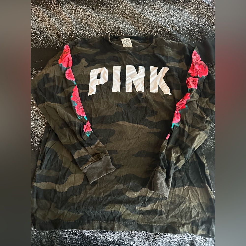 PINK Victoria's Secret Camouflage Long Sleeve with Floral Accents